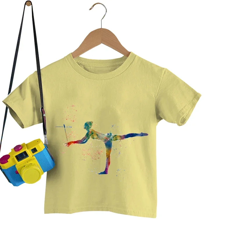 years Gymnastics Watercolor Kids Shirts Boys Girls Vintage Dance T Casual Children s Clothing