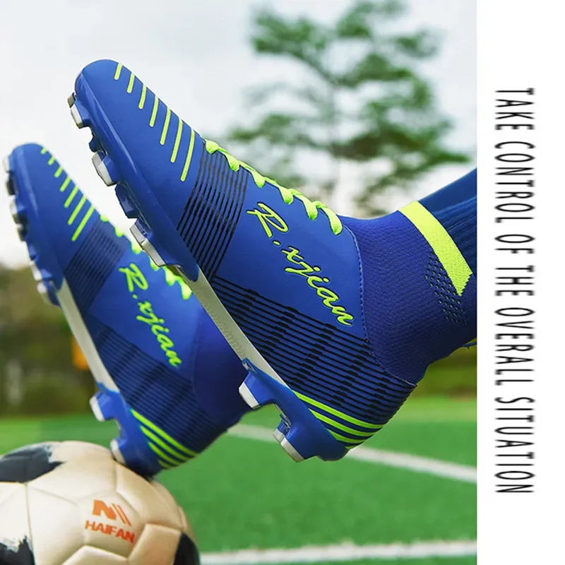 RXJIAN Men's and Women's Football Shoes, Outdoor Grass Sports Long Nail Football Shoes, High Top Lightweight Wrapped Anti Slip F