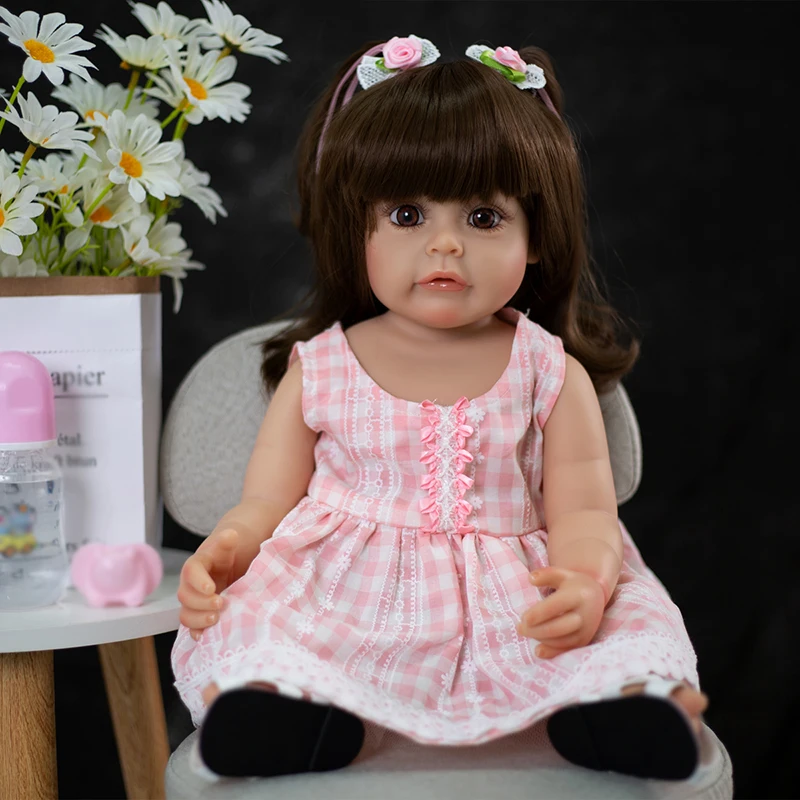 55CM 2025 Full new Silicone Vinyl Reborn Baby Dolls Sweet Face Lifelike Sue-Sue Doll Toys Soft Playmate for Girls Birthday Gift