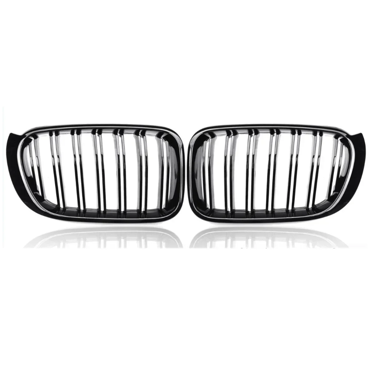 Glossy Black Bumper Kidney Grill Hood Mesh Double Line For X3 X4 F25 F26 2014-2017 Front Grille Racing Grills