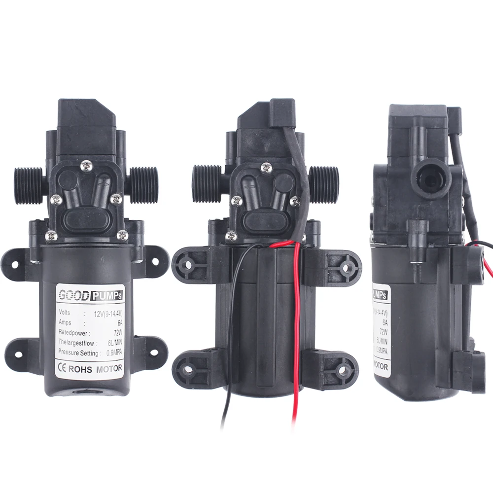 DC 12V 130PSI 6L/Min G1/2 Water High Pressure Diaphragm Self Priming Pump 70W for car cleaning Smart switch inside