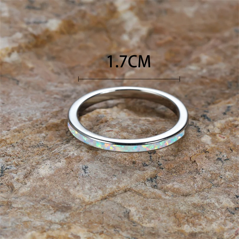 Stacking Thin Rings For Women Men Wedding Bands Blue new White Fire Opal Ring Minimalist 2025 Engagement Couple Ring Valentine Jewelry