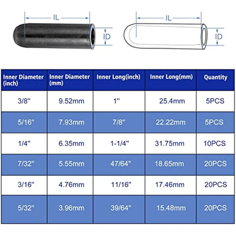 80pcs/box Black Vacuum Dust for Automobile Crburetor Rubber Dropper Cover ID 5/32 to 3/8 inch Carburetor Hose Cap Kit