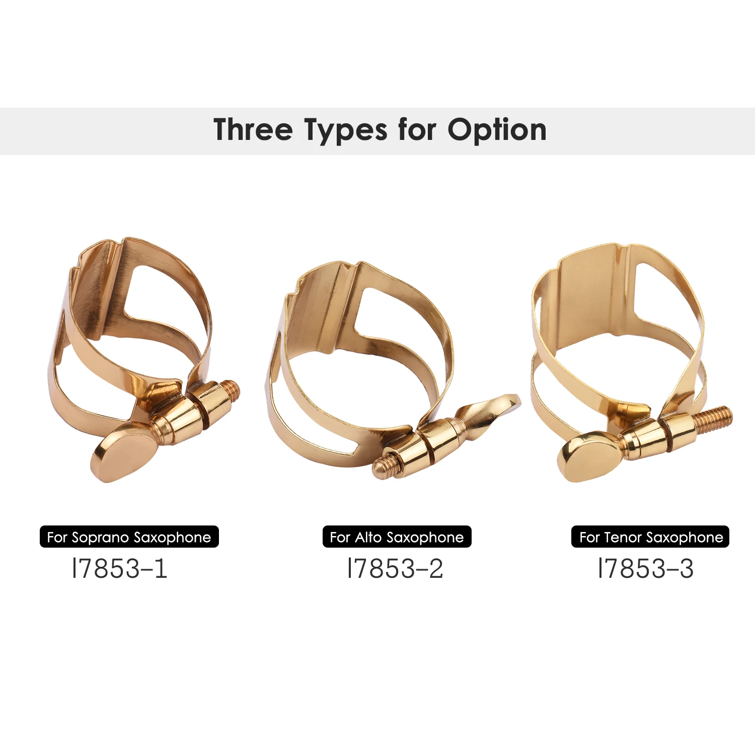 Single Screw Adjustment Saxophone Ligature Durable Metal Clip Fastener for Soprano / Alto / Tenor Saxophone