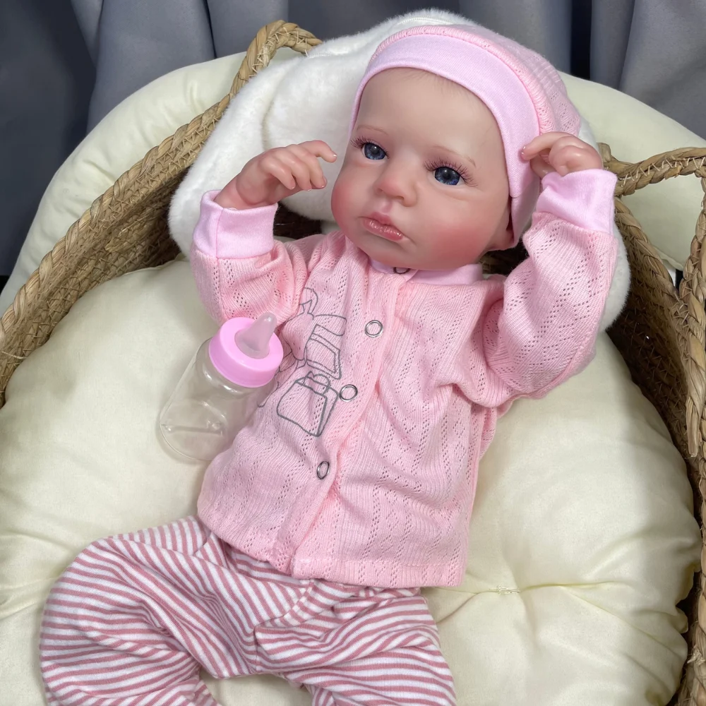 50CM Finished Reborn Baby Dolls LouLou Twins Girl Lifelike Silicone Vinyl Newborn 3D Skin DIY Toy Christmas Gift For Kids