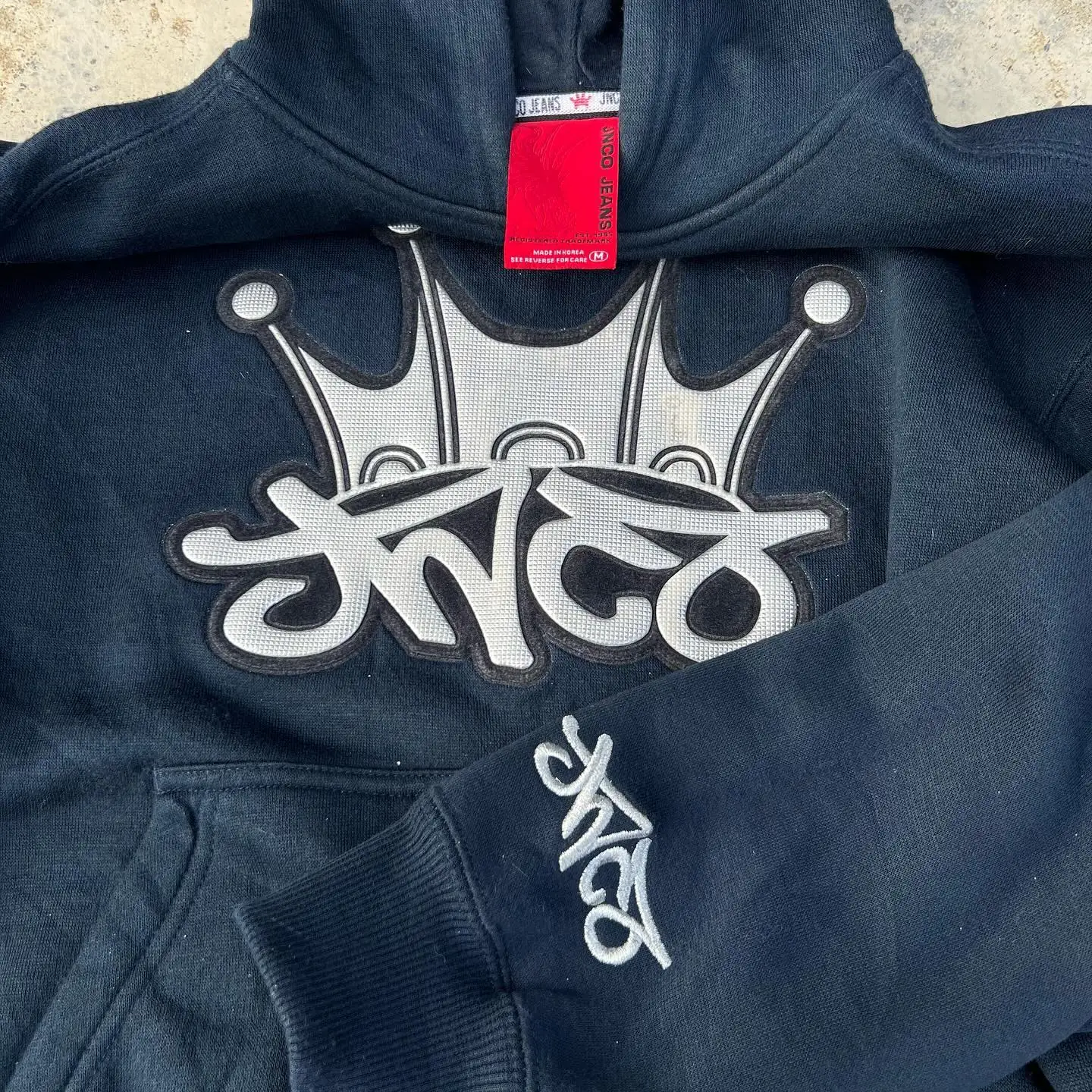 JNCO Hoodie Streetwear Harajuku Hip Hop Crown Graphic Oversized Hoodie Sweatshirt Mens Womens New Gothic Pullover Hoodie Clothes