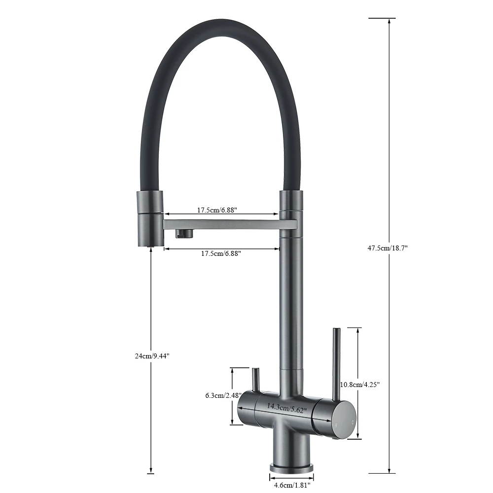 Senlesen Filter Water Kitchen Faucet Gray Pull Down Flexible Sprayer Deck Mounted Hot Cold Mixer Crane Tap 360 Degree Rotation