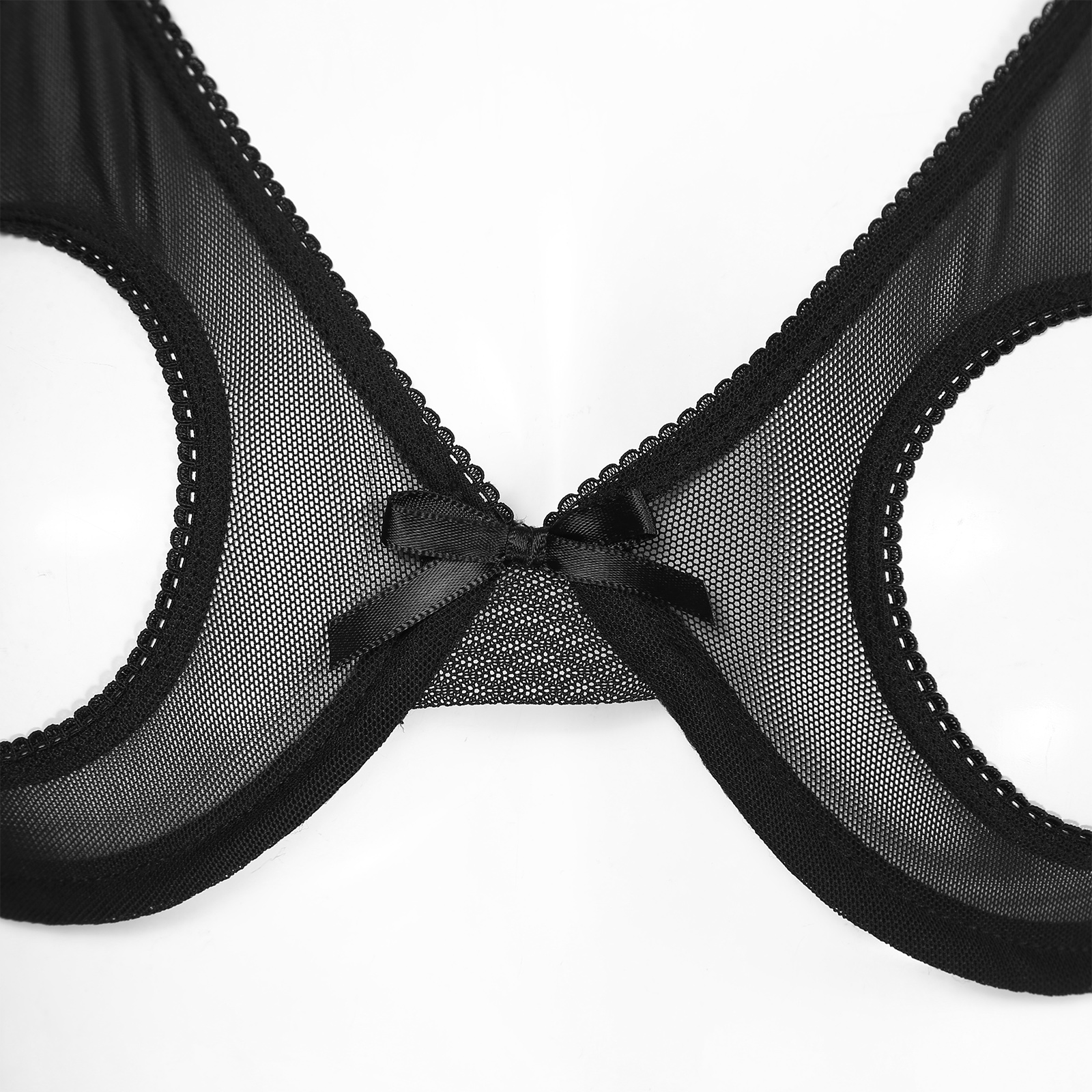 Women's Bra Tops Sheer Mesh Hollow Out Open Nipples Underwired Exotic Tops Unlined Bralette Sexy Brassiere Balconette Underwear