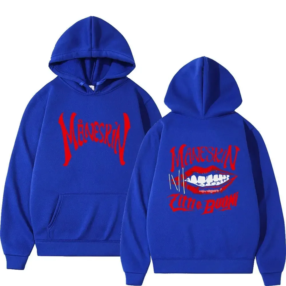 Autumn Winter Rock Band Maneskin Mouth Print Hoodie Men Women Hip Hop Pullover Oversized Sweatshirt Loose Long Sleeve Hooded