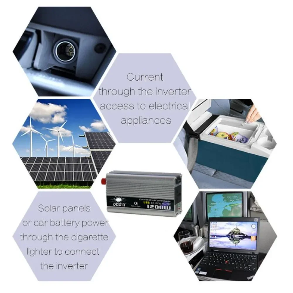 Car Wave Inverter DC V AC W Inversor Adapter Power Solar Converter