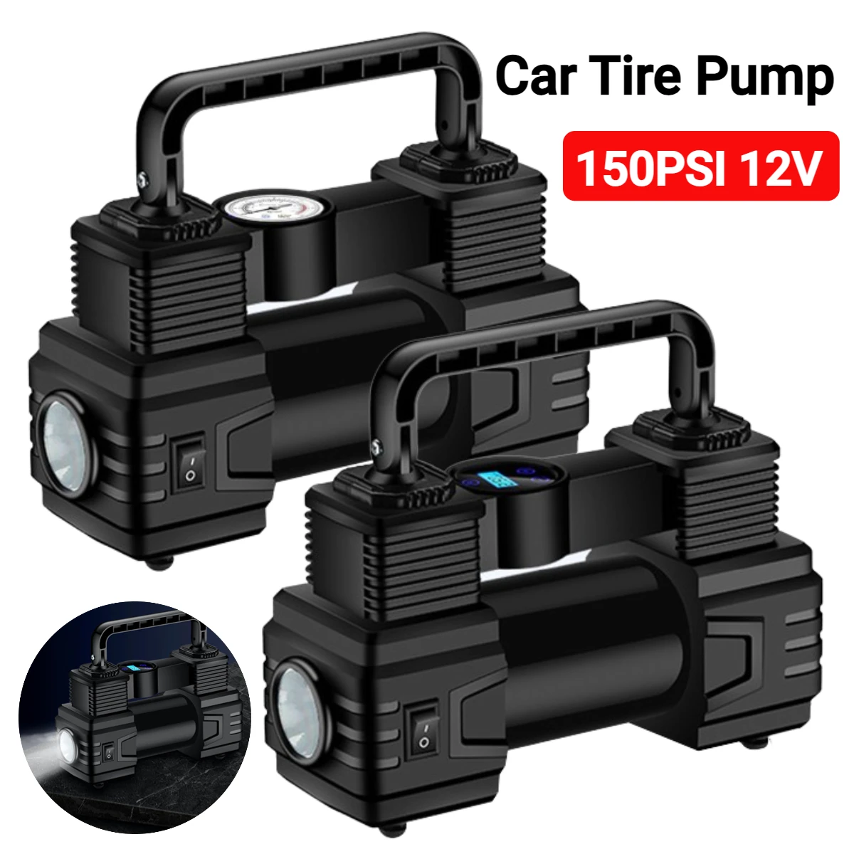 Car Tire Pump 150PSI 12V 2025 Electric Air Pump new LED Emergency Flashlight Heavy Duty Air Compressor Car Tyre Iator for All Vehicle