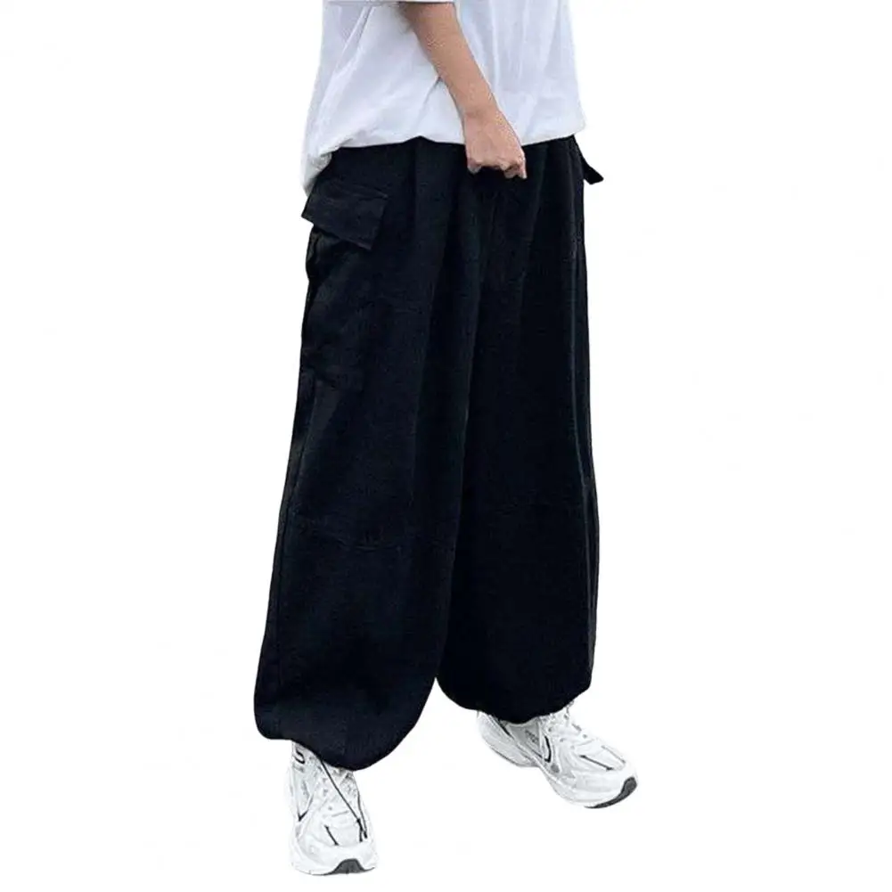 Trendy Cargo Pants Four Seasons Men Pants Elastic Waist Drawcord Leg Opening 2025 new Pants Streetwear