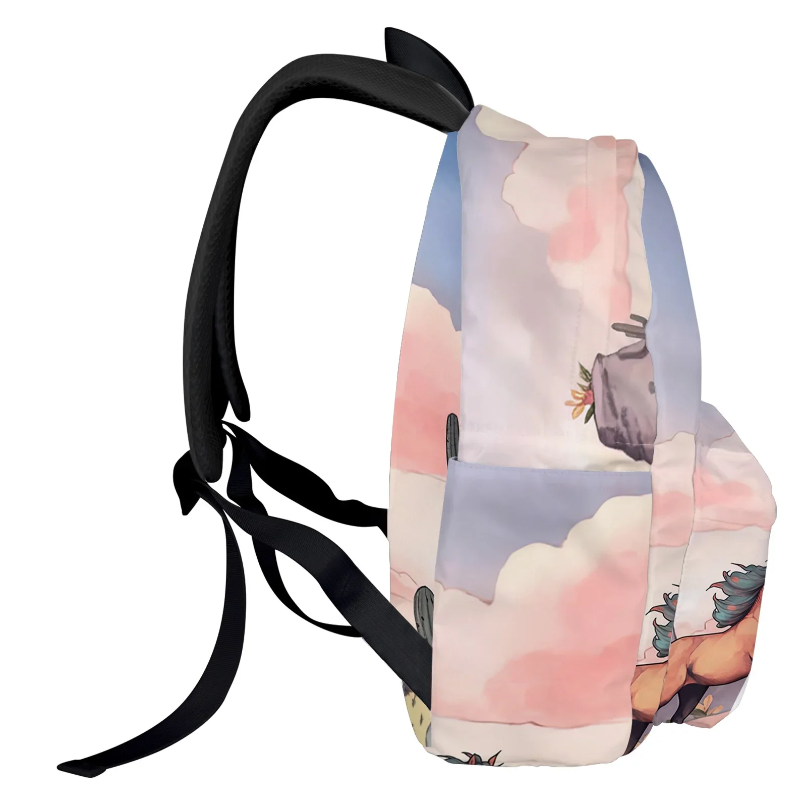 Women Horse Clouds Cactus Man Backpacks Waterproof Multi-Pocket School Backpack For Student Boys Girls Laptop Book Pack Mochilas smile
