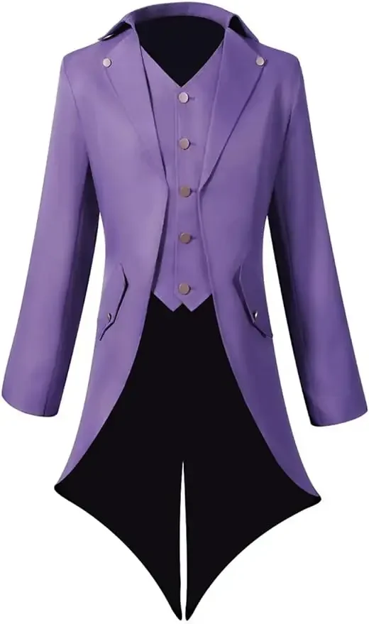 new Lioop Men's Steampunk Vintage 2025 Tailcoat Dovetail Jacket Gothic Victorian Frock Coat Uniform Costume