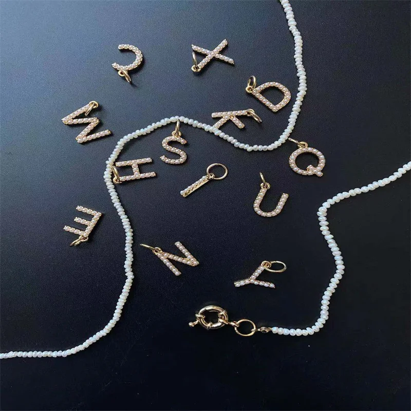 A-Z Letter Pearl Necklace For Women Natural Baroque Freshwater Pearls Irregular Initial Necklaces Choker Aesthetic Party Jewelry