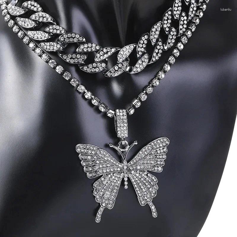 Chains Statement Butterfly Tennis Chain Necklace Choker For Women Crystal Rhie Pendant Jewelry Christmas Present