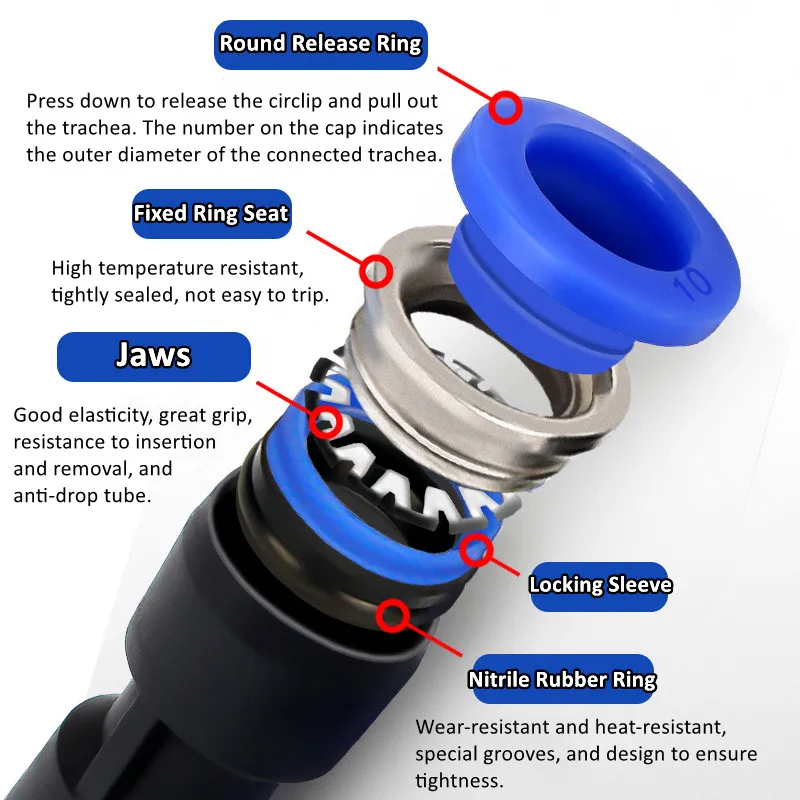 PU PV PY PE PM PZA PK SA Pneumatic Fittings Air Push Fittings Plastic Hose Quick Couplings 4mm 6mm 8mm 10mm 12mmPipe Connectors