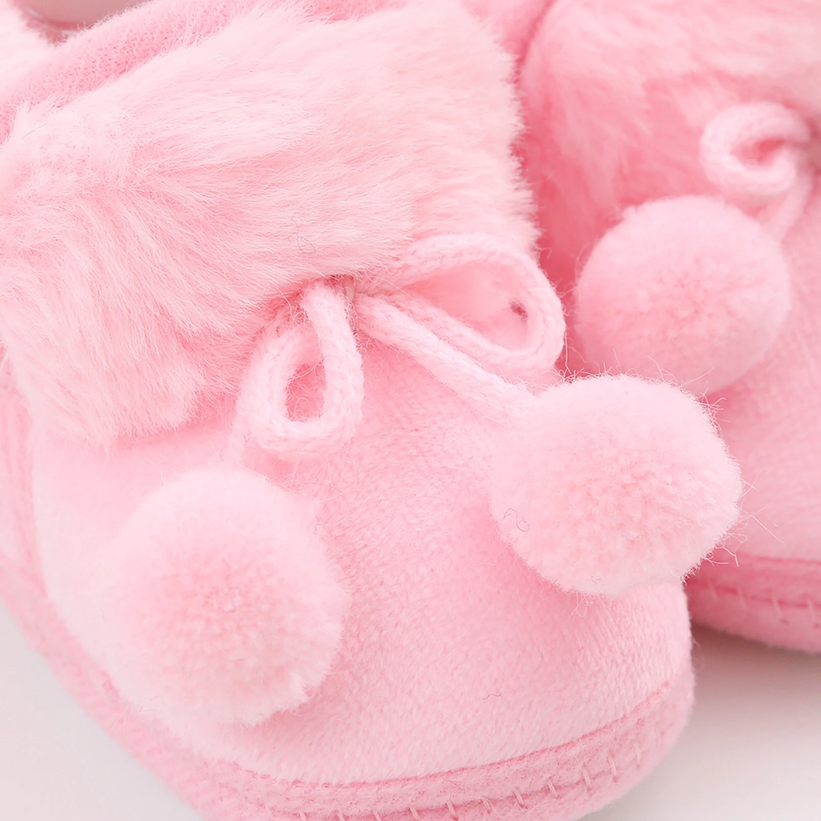 Winter Infant Baby Girls Snow Boots Warm Plush Bobble Decorated First Walker Fluff Balls Thicken Boots Shoes 0-12 Months