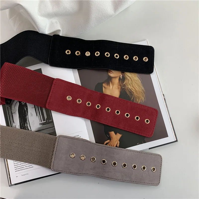 Suede Belts for Womens Belt Elastic Lady new Clothes Korean Style Buckle Elastic Wide 2025 Belt All-match Clothes Decor 2023 Corset Belt
