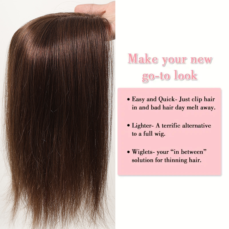 Chocolate 12 Brown Inch Human Hair Pieces For Women Afro Africian 100% Remy Human Ddmysmile Hair Toppers In Silk Base Hair Extension Smile 100%