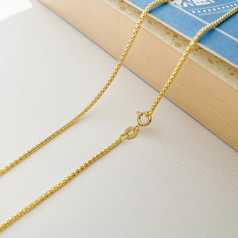 40-60cm 1.6mm Real 925 Sterling Silver Gold Color Maize Chain Necklace Women Girl Men Jewelry Colar Collier Collares Mujer Kolye