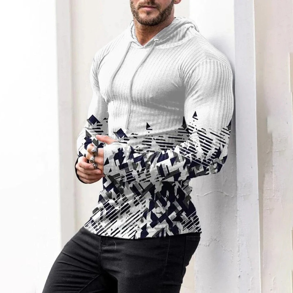 Men new Print Pullover Hoodies Hooded Sweatshirts Long Sleeve Jumper Muscle Tops Hot Sale Creative Pullover 2025 Autumn Winter Hoody