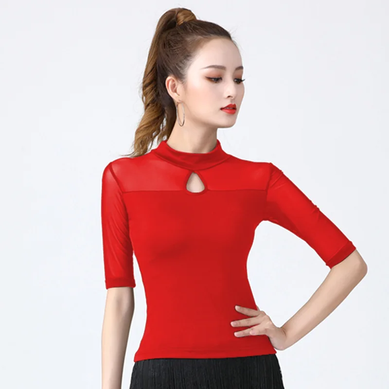 2024 Latin Top Women Dance Basic Top Training Suit Girl Dancewear Ballroom Samba Tango Flamengo Dancing Practice T-shirt Costume
