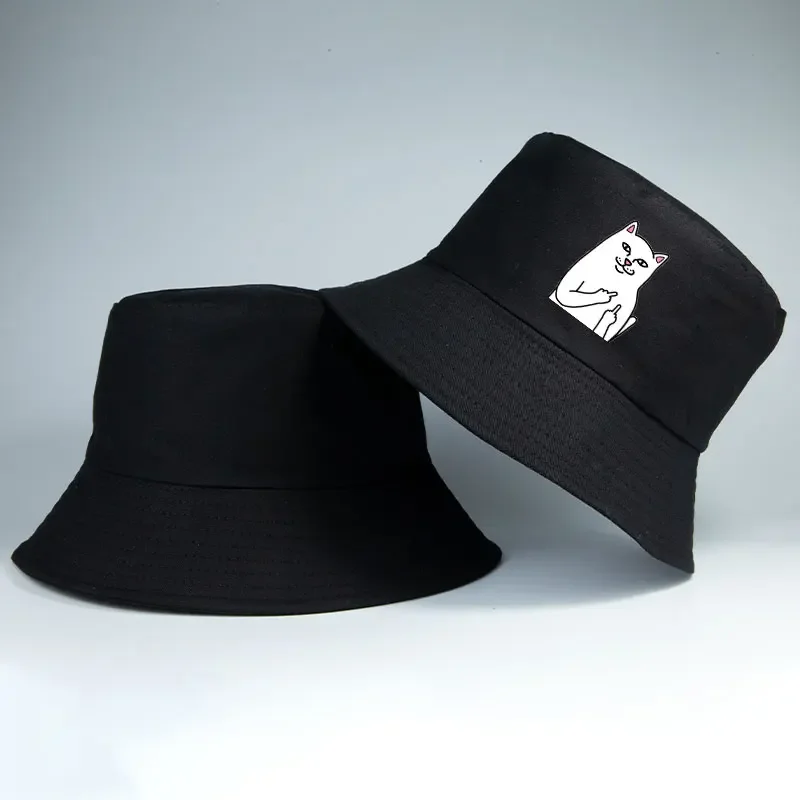 Funny Cat Streamers new Lace Up Bucket 2025 Hat Men Women Summer Reversible Cap Girl Boy Hip Hop Visor Cap Ladies Sun Hat Male Panama Cap