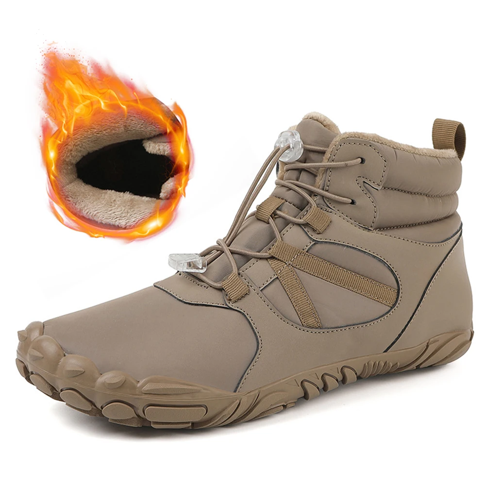 Women Men Winter Booties Warm Jogging Sneakers Women Men Rubber Running Barefoot Shoes Waterproof Non-Slip Breathable