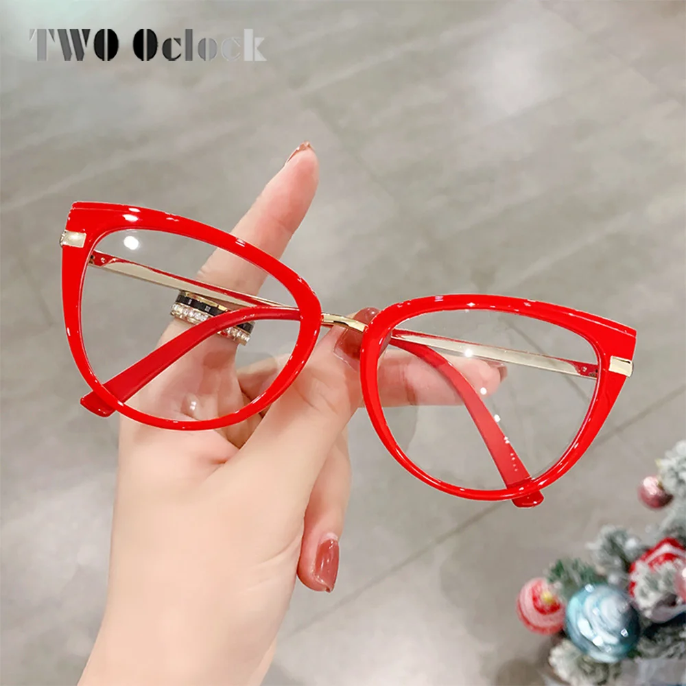 2025 Trendy Women's Eyeglasses with Frame Computer Goggles Anti Blue Light new Coating Glasses Red 0 Diopter Myopia oculos grau feminino