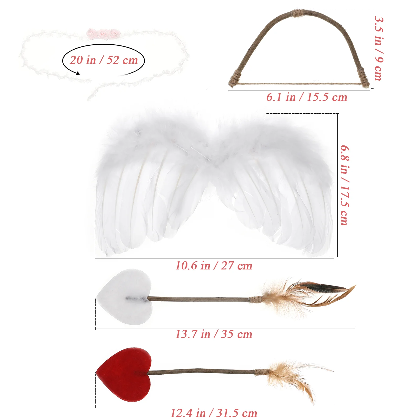 1 Set of Baby new 2025 Cupid Cosplay Costume Accessories Photo Props Infant Headband Wing Arrow Bow Props