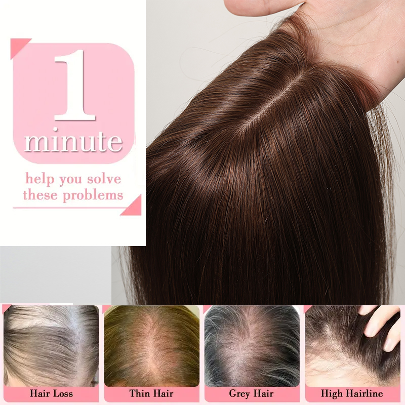 Chocolate 12 Brown Inch Human Hair Pieces For Women Afro Africian 100% Remy Human Ddmysmile Hair Toppers In Silk Base Hair Extension Smile 100%