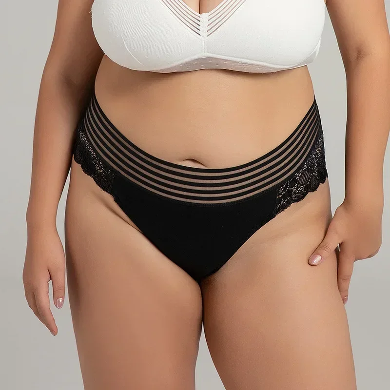 3PCS S-4XL 2025 new Women Panties Sexy Lace Briefs Solid Underwear Ladies Underpants High Waist Panties Transparent Intimates Lingerie