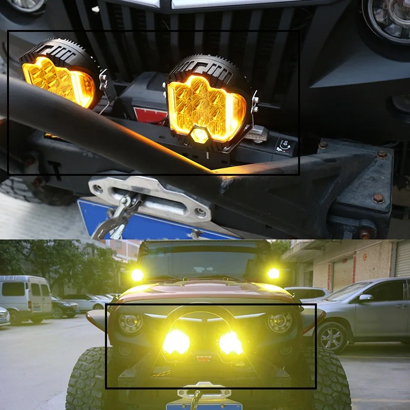 LED nebel fahr licht 7 inch 90w 3000K 4300K gelb off road spot licht 4x4 SUV