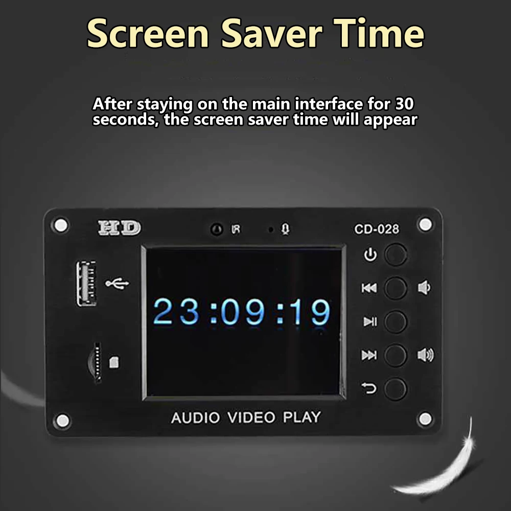 MP5 Decoder Board Bluetooth 5.0 Stereo HD Audio Video Player FLAC WAV APE Decoding FM Radio USB TF Ebook Time For Car Amplifier