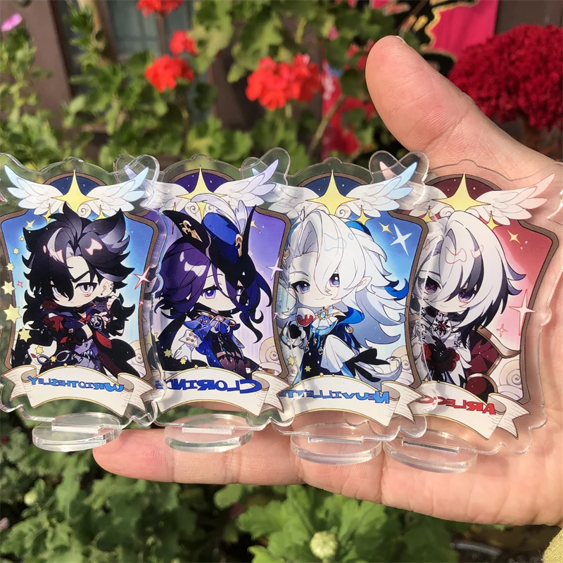 Genshin Impact Neuvillette Lyney Furina Wriothesley Figure Keychain Stand Plate Anime Game Cosplay Prop Accessories