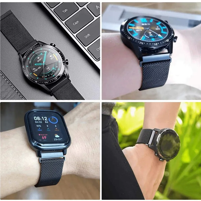 20mm 22mm Milanese band For Amazfit GTS/GTR-4-3-2-2e-Mini-Pro/stratos 3-2 Metal Loop Bracelet huawei/Amazfit bip-U-S-3-Pro strap