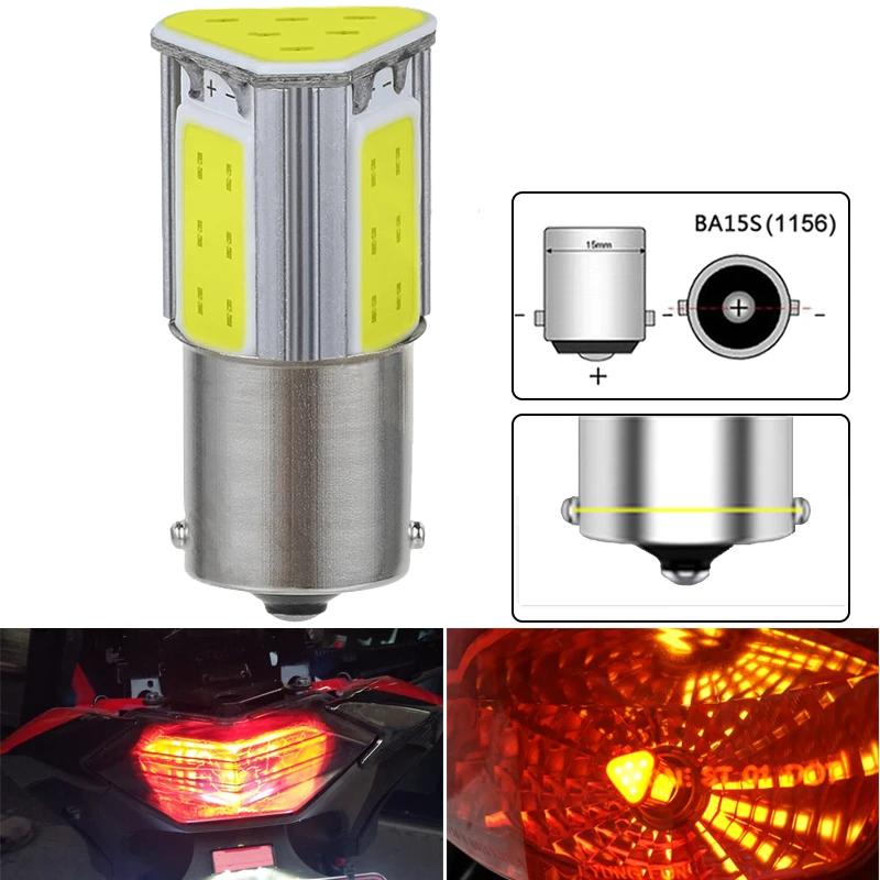 2 PCS Car LED Bulb P21W Ba15s 1156 BAY15D 1157 Turn Signal Light 12V COB 7000K White Auto Tail Reverse Brake Turnk Parking Lamps