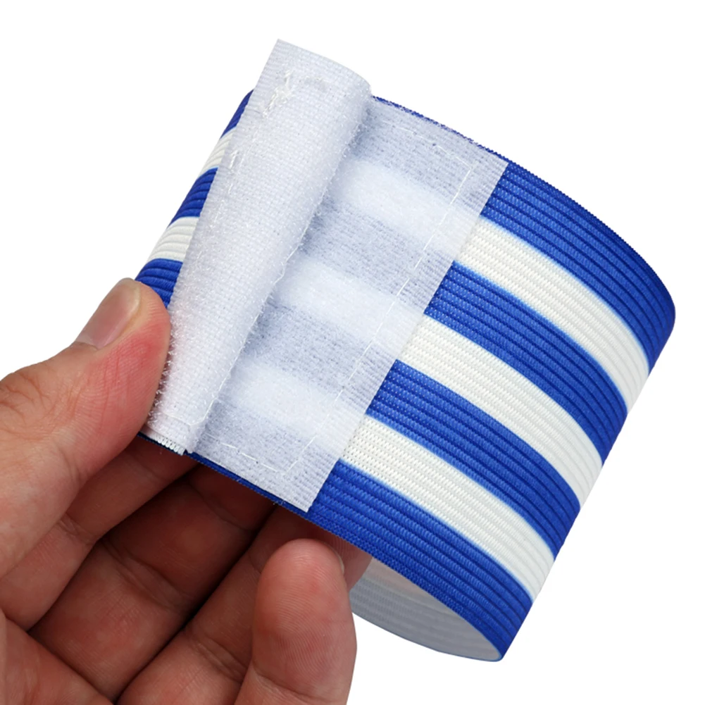 10-30pcs Football Captain Armband Adjustable Brazalete Capitan Band Breathable Stripe Arm Band with Touch Fastener for Captain