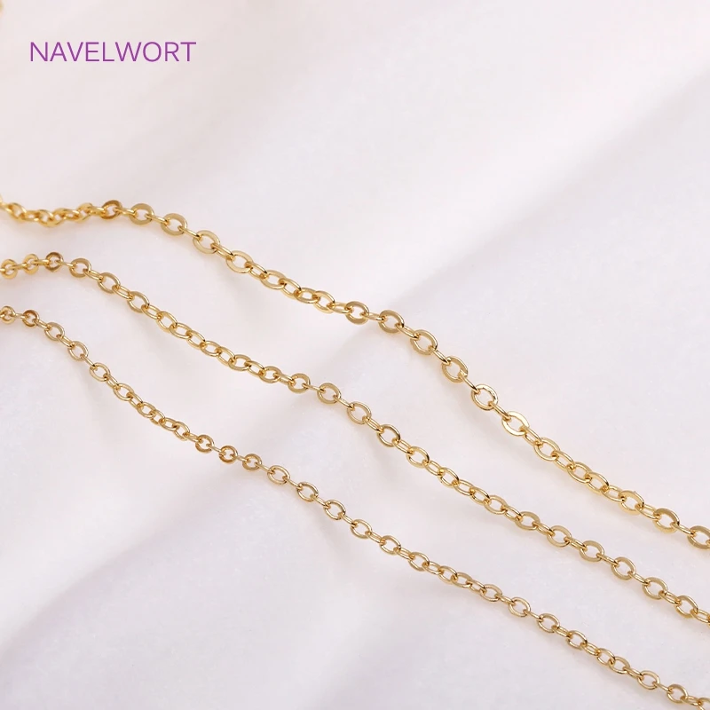 18K Gold Plated 1.3mm/1.6mm/2mm Thin Chain For Jewelry Making Supplies, Bulk Chain DIY Necklace Bracelet Accessory Wholesale