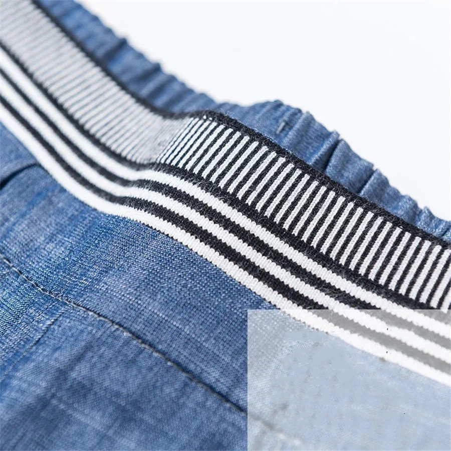 Blue Elastic High Waist Thin Baggy Jeans Women Wide Leg Trousers Ankle length Denim Pants Casual xl Pantalones Korean Vaqueros