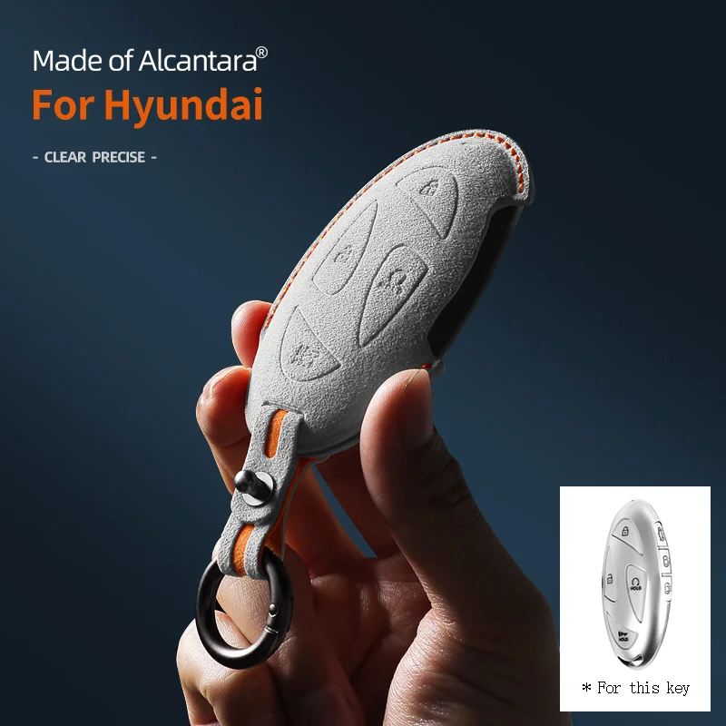 7 Buttons Car Key Case For Hyundai Grandeur GN7 Kona Ev 2023 ioniq 6 Auto Smart Remote Suede KeyChain Cover Shell Accessories