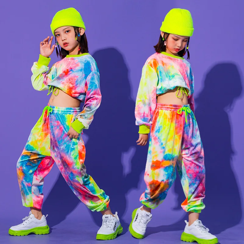 Girls Street Dance Trendy Hip-hop Clothes Performance Costume Korean Style Children's Jazz Dance Set with Exposed Navel Jazz New