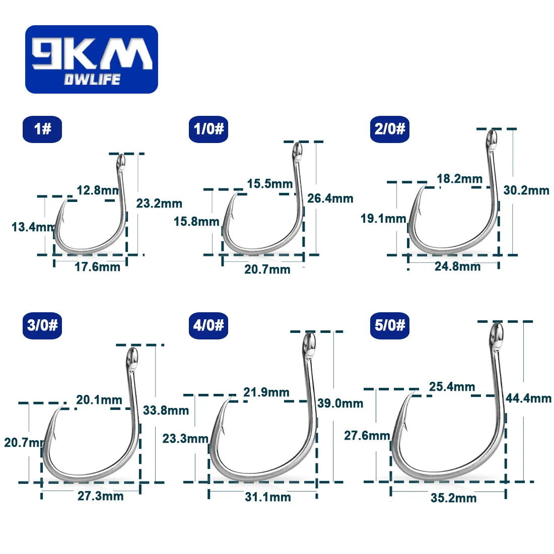 9KM Fishing Hooks Saltwater Live Bait Hooks 25~100Pcs Circle Hooks Catfish Hooks Wide Gap Non-offset Hook Bass Octopus Barb Hook