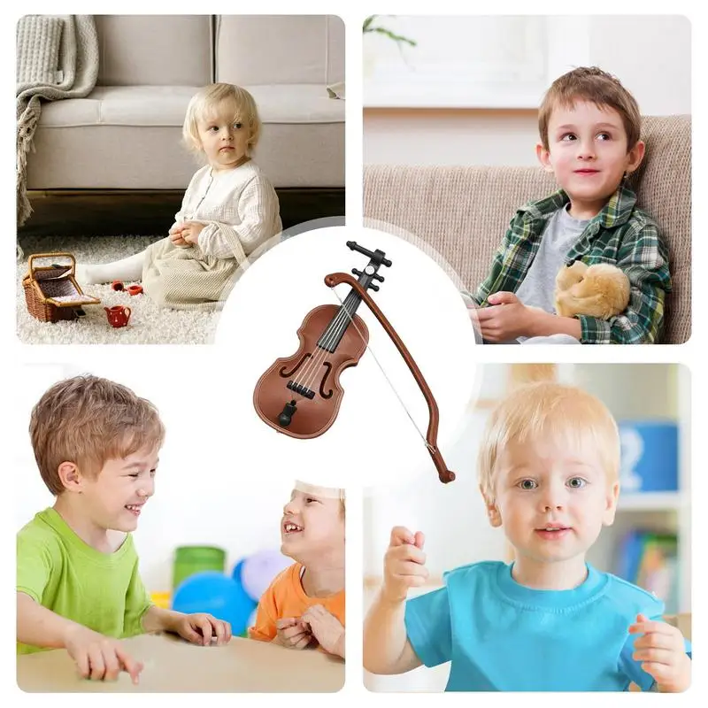 Tiniest Violin Musical Instrument Miniature For Children Polished Mini Violin Ornament Miniature Violin Musical Instruments For