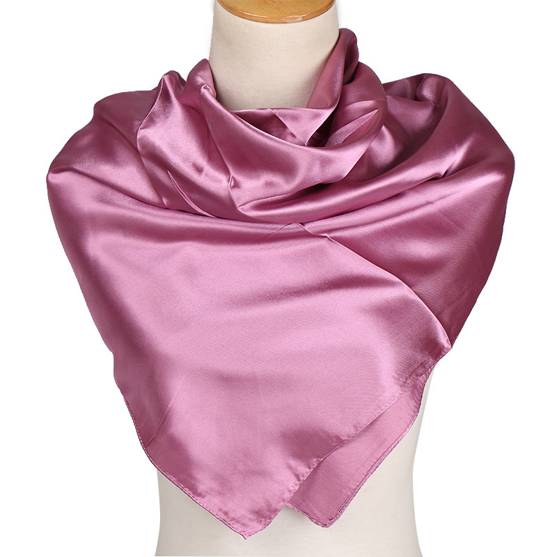 Bufanda de seda satinada para mujer, Hijab liso, chal de envoltura cuadrada brillante, cubierta para la cabeza y el cuello, banda para el pelo lisa, F