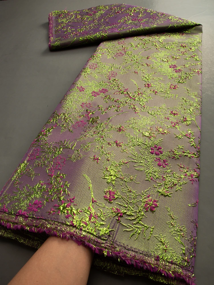 African Brocade Lace Fabric 2023 New Design Nigerian Jacquard Lace Fabric Organza Lace For Evening Party Women Dresses TY3464