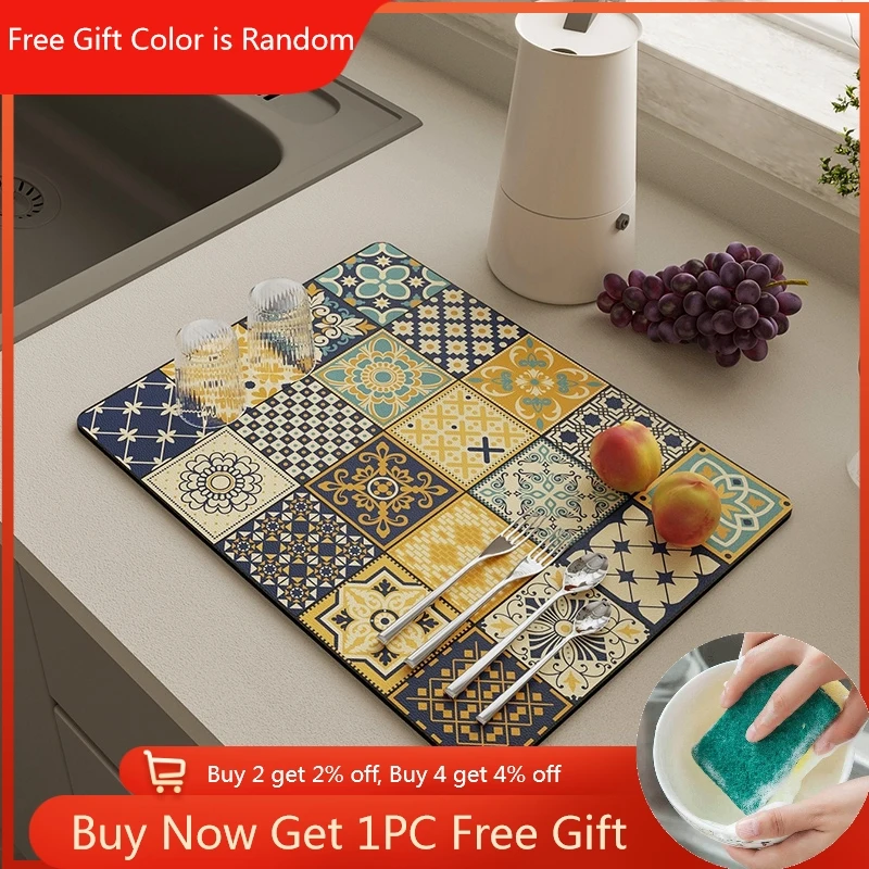 Kitchen Mat 2025 Rug Dish Drying Mats Absorbent new Dish Drainer Mat Kitchen Sink Rug Drain Pad Dinnerware Placemat Escurridor De Platos