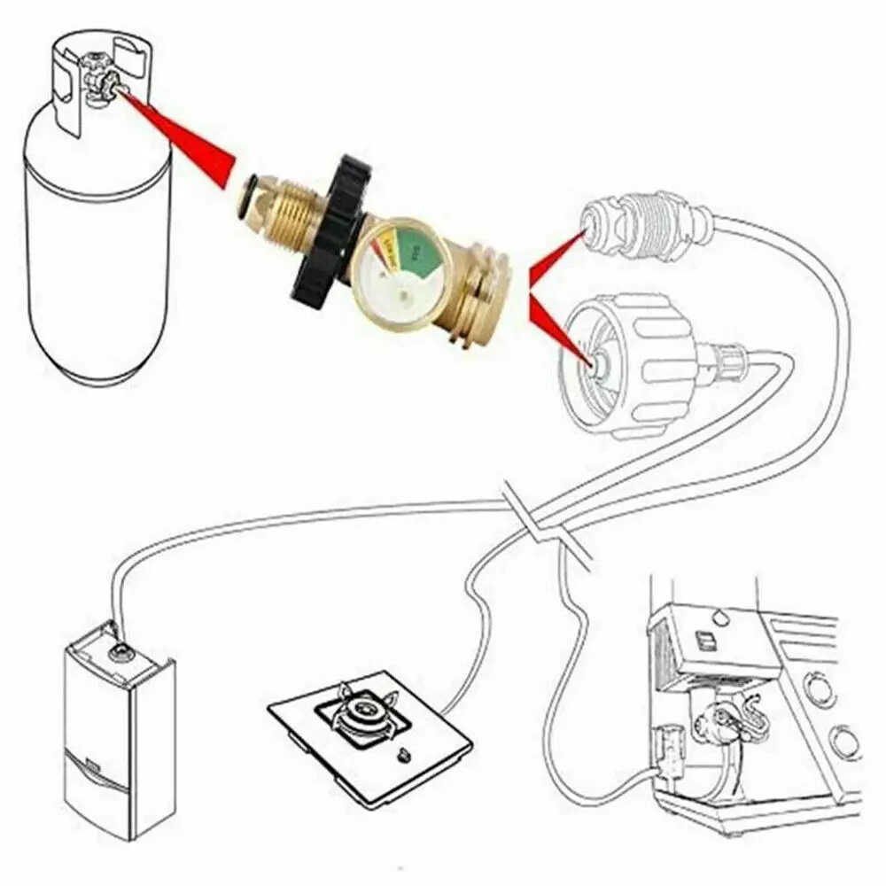 Pol Propane Gas Gauge Meter Tank Pressure Gauges Meter Gauge Manometer Fuel Built-In Leak Detector Pressure Gauge Connector