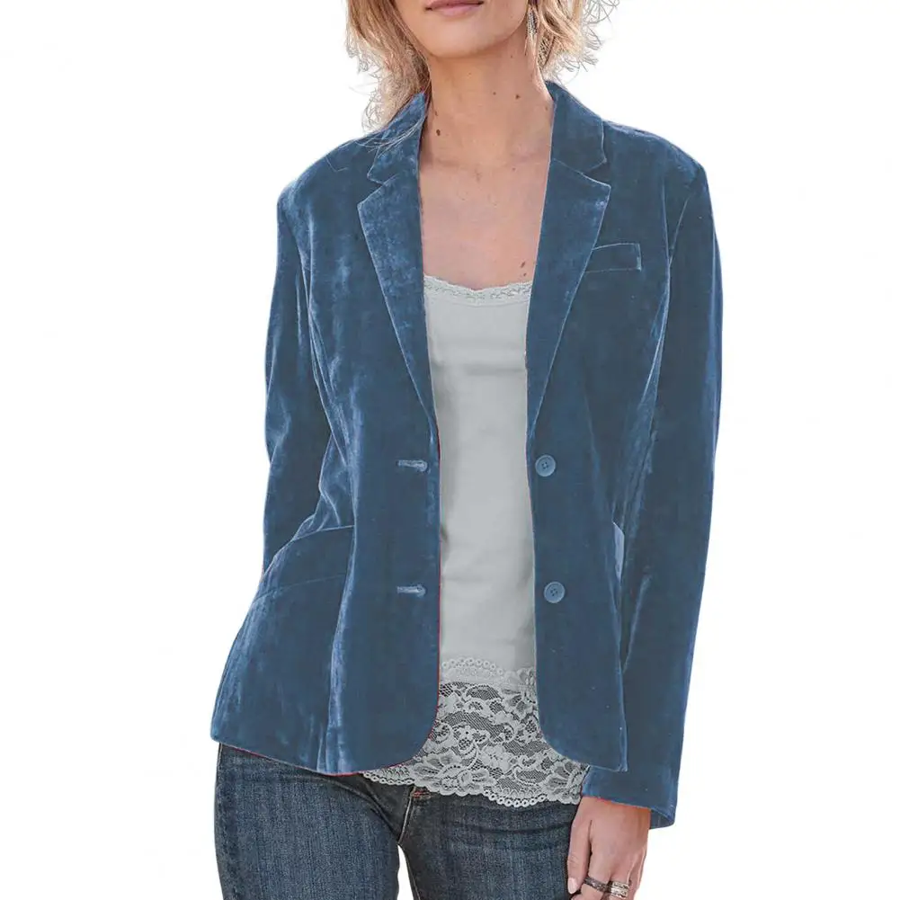 Vintage Blazer Women Office Lady 2025 Blazers Coats Solid Color Long Sleeve Veet new Warm Loose Autumn Suit Jackets for women chaquetas